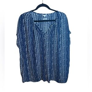 Southern cotton Blue Tropical Oversized Swim Cover Up Shirt